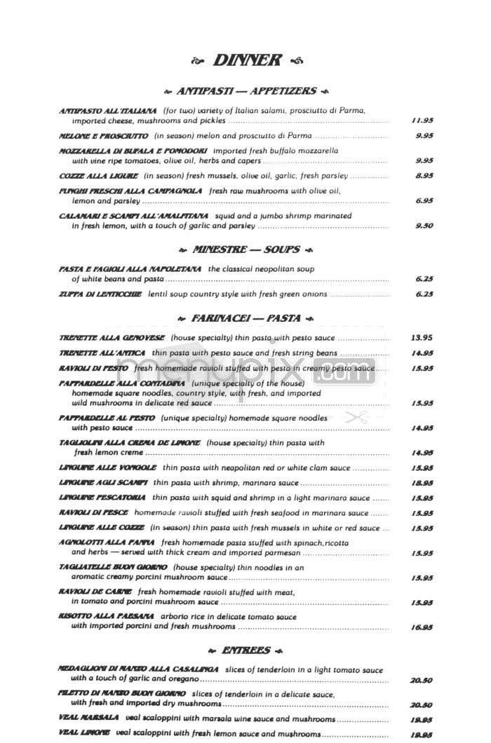 Buon Giorno Restaurant - Bethesda, MD menu_pic