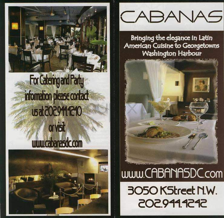 Cabanas - Washington, DC menu_pic