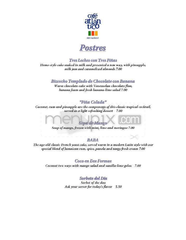 Cafe Atlntico - Washington, DC menu_pic
