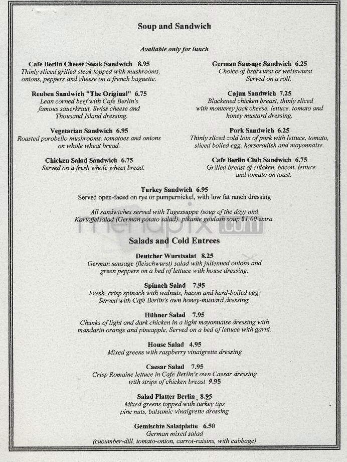 Cafe Berlin - Washington, DC menu_pic
