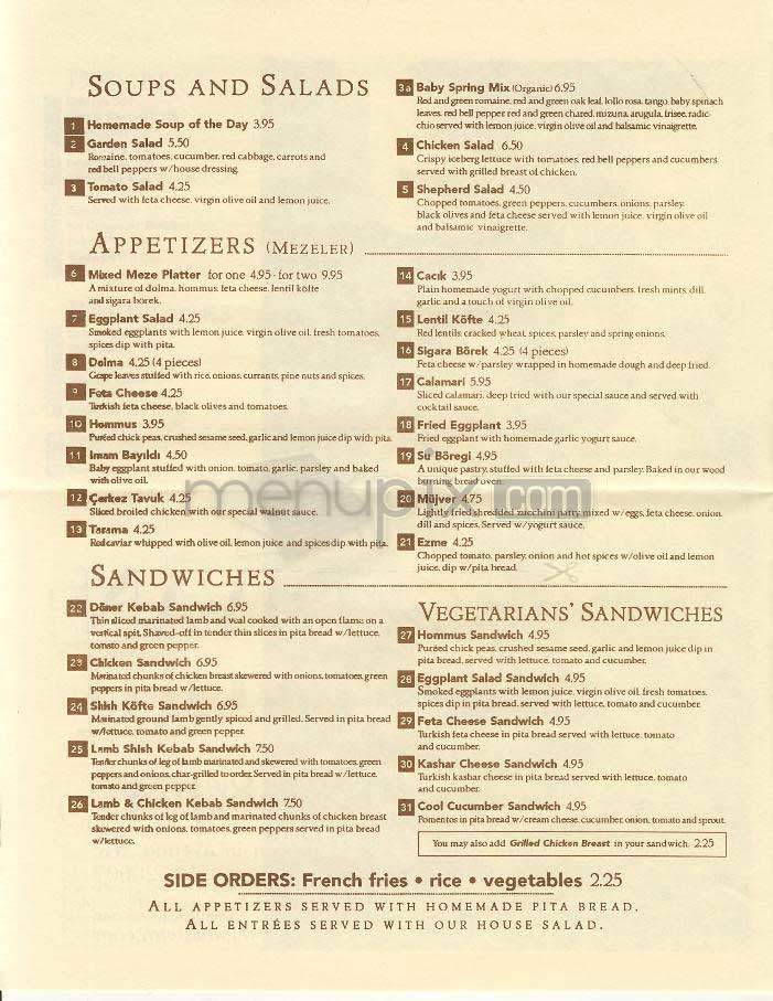 Cafe Divan - Washington, DC menu_pic