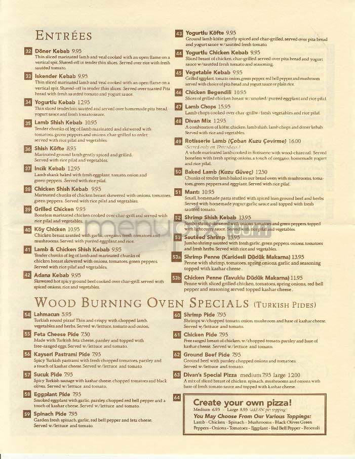 Cafe Divan - Washington, DC menu_pic