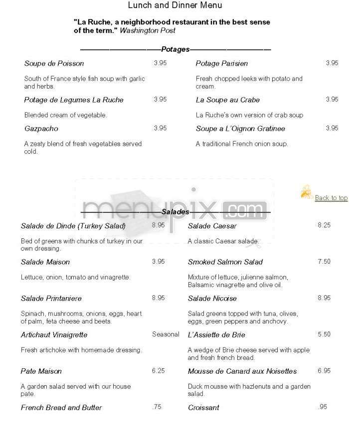 Cafe La Ruche - Washington, DC menu_pic