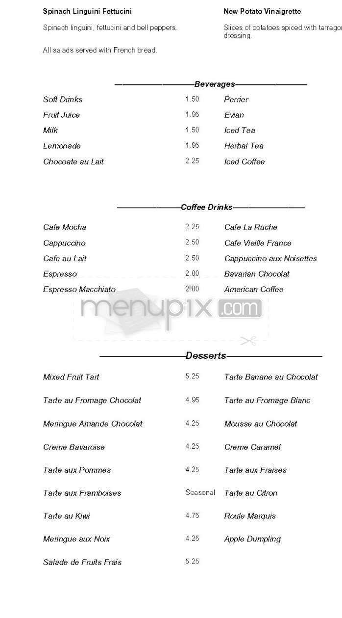 Cafe La Ruche - Washington, DC menu_pic
