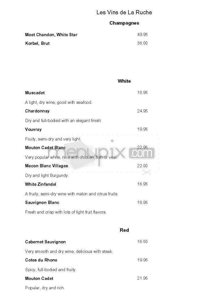 Cafe La Ruche - Washington, DC menu_pic