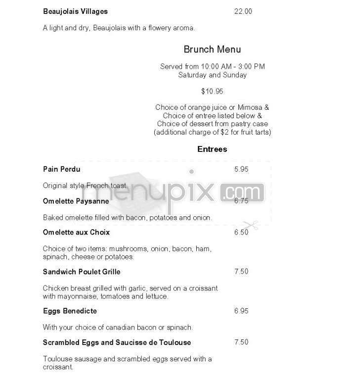 Cafe La Ruche - Washington, DC menu_pic