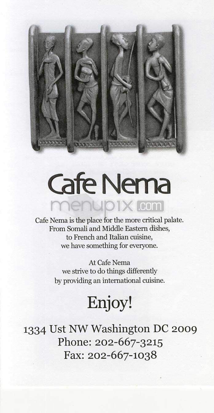 Cafe Nema - Washington, DC menu_pic