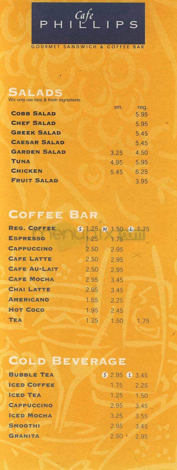 Cafe Phillips - Washington, DC menu_pic