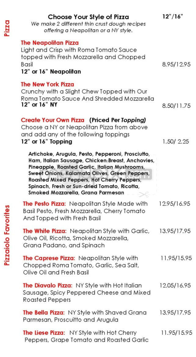 Cafe Pizzaiolo - Arlington, VA menu_pic