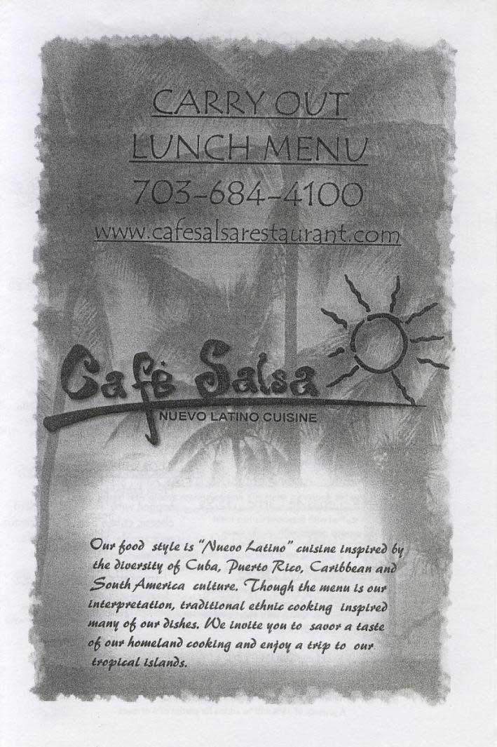Cafe Salsa - Alexandria, VA menu_pic