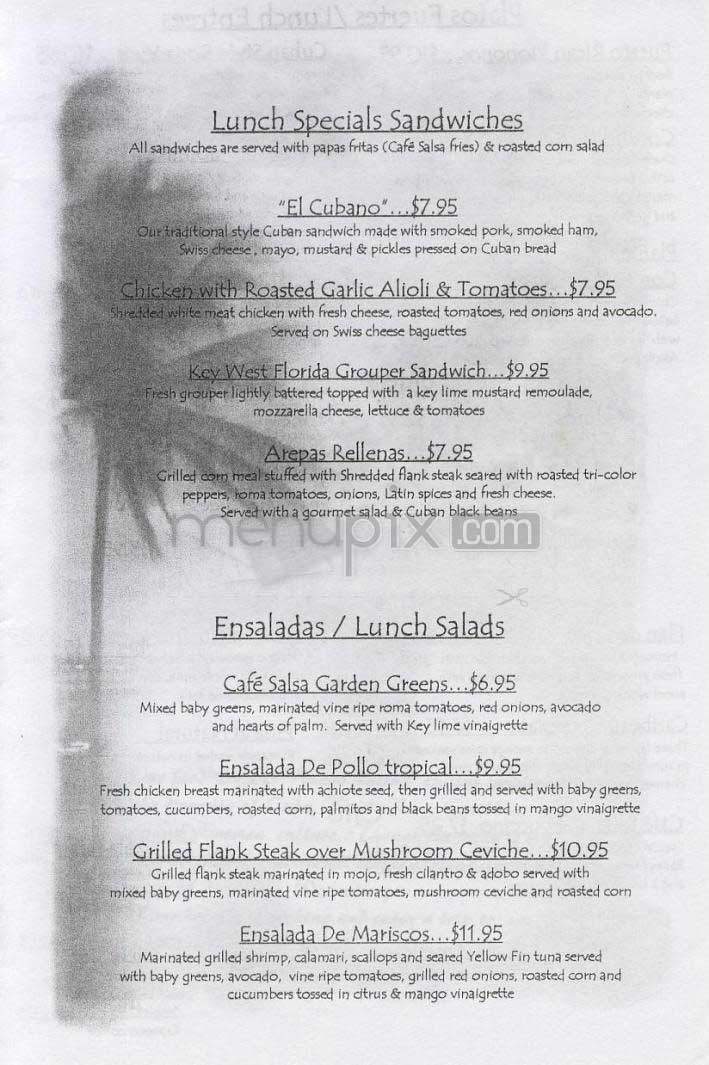 Cafe Salsa - Alexandria, VA menu_pic
