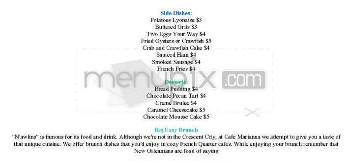 Cafe Marianna - Alexandria, VA menu_pic