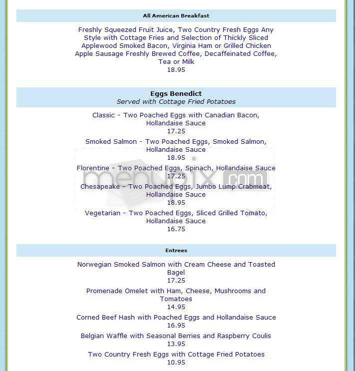 Cafe Promenade - Washington, DC menu_pic