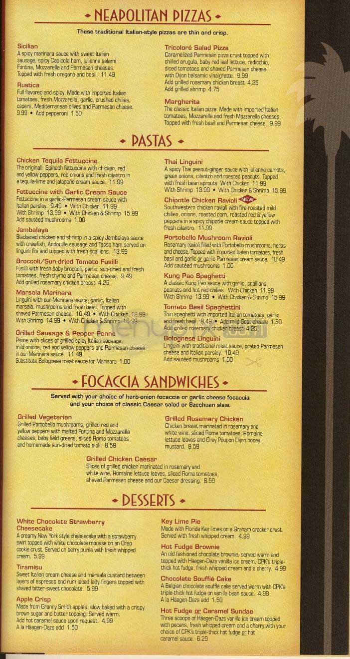 California Pizza Kitchen - Washington, DC menu_pic