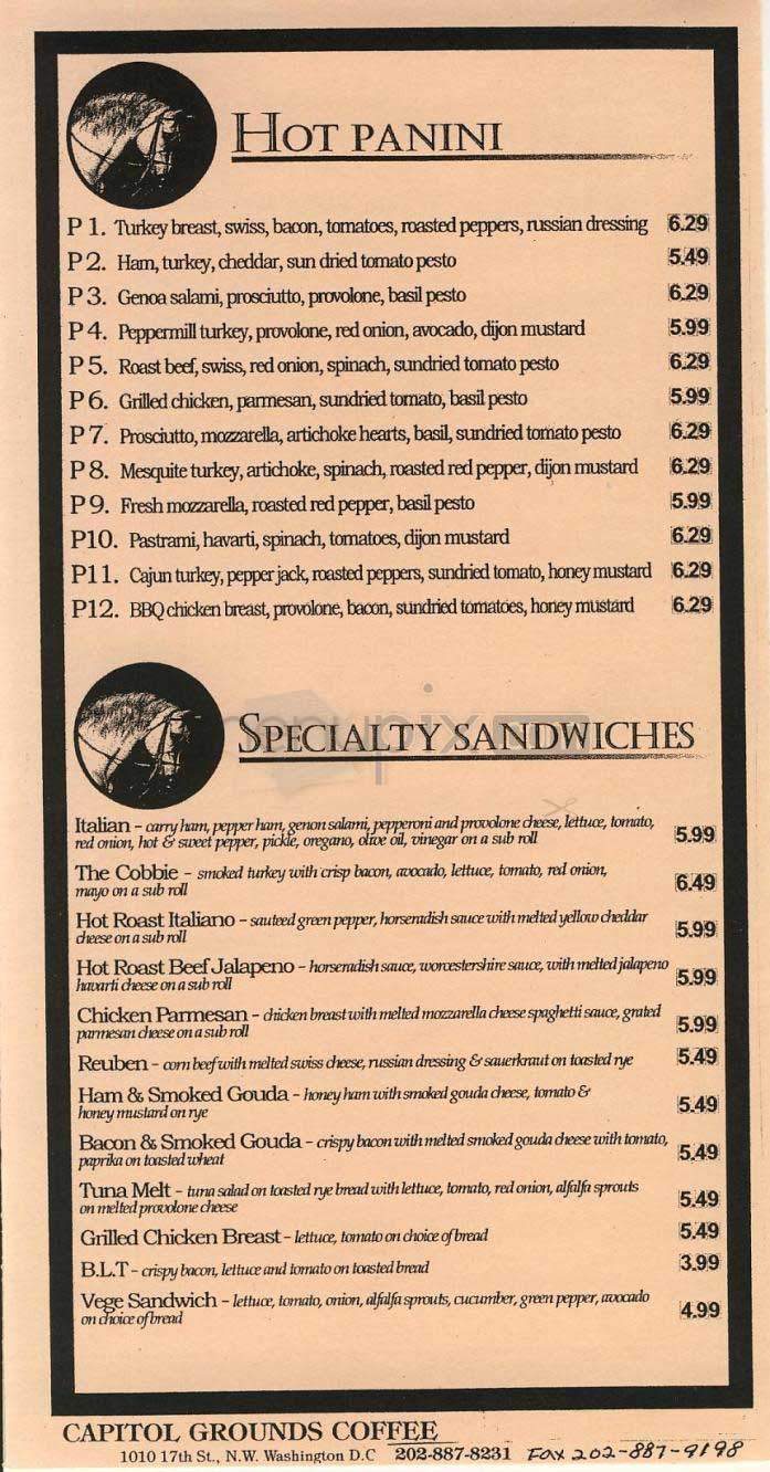 Capitol Grounds Coffee - Washington, DC menu_pic