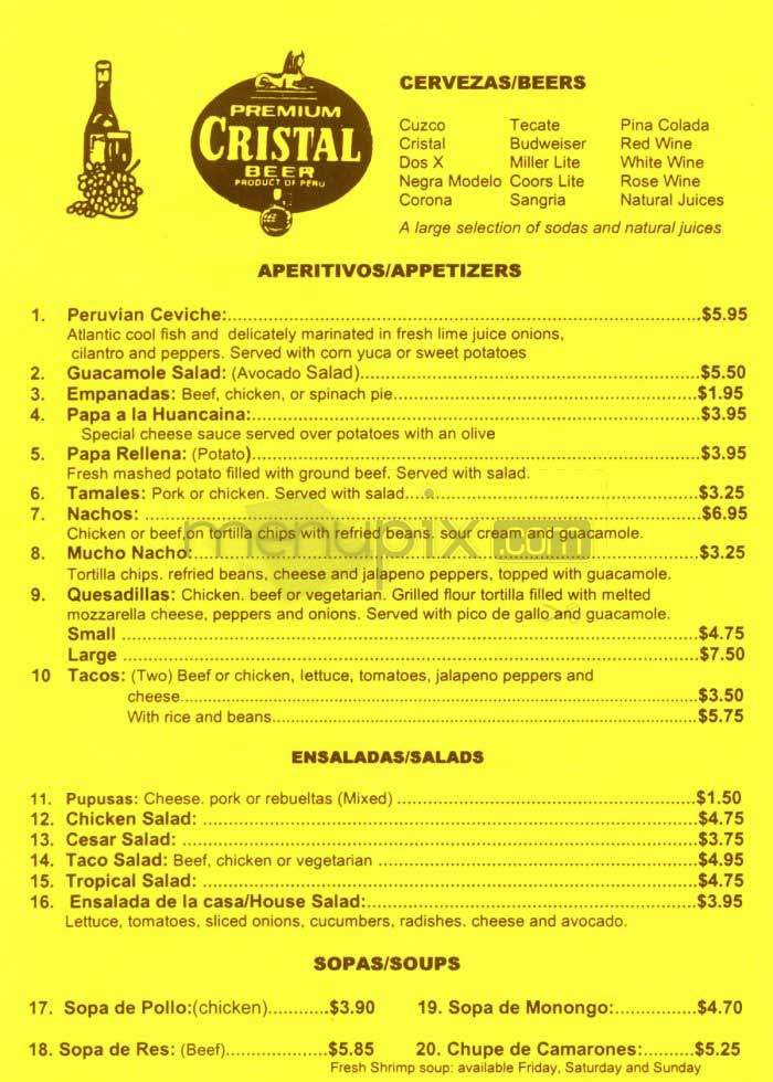 Casa Blanca - Washington, DC menu_pic
