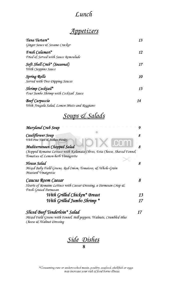 The Caucus Room - Washington, DC menu_pic