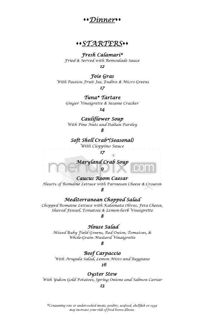The Caucus Room - Washington, DC menu_pic