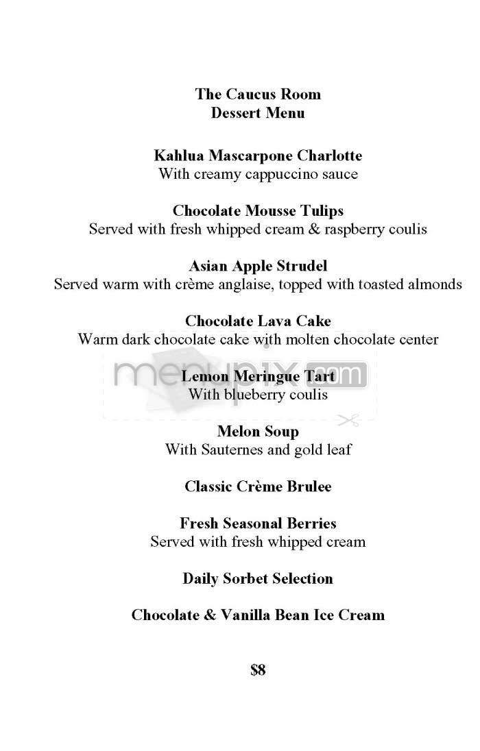 The Caucus Room - Washington, DC menu_pic