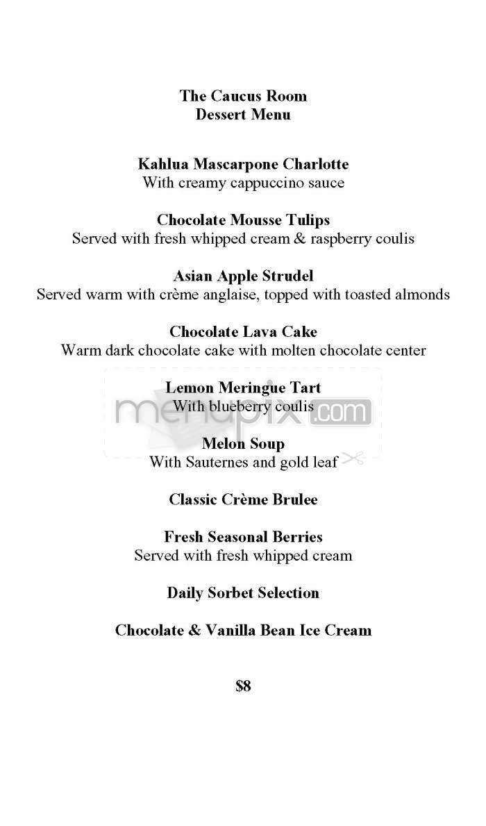 The Caucus Room - Washington, DC menu_pic