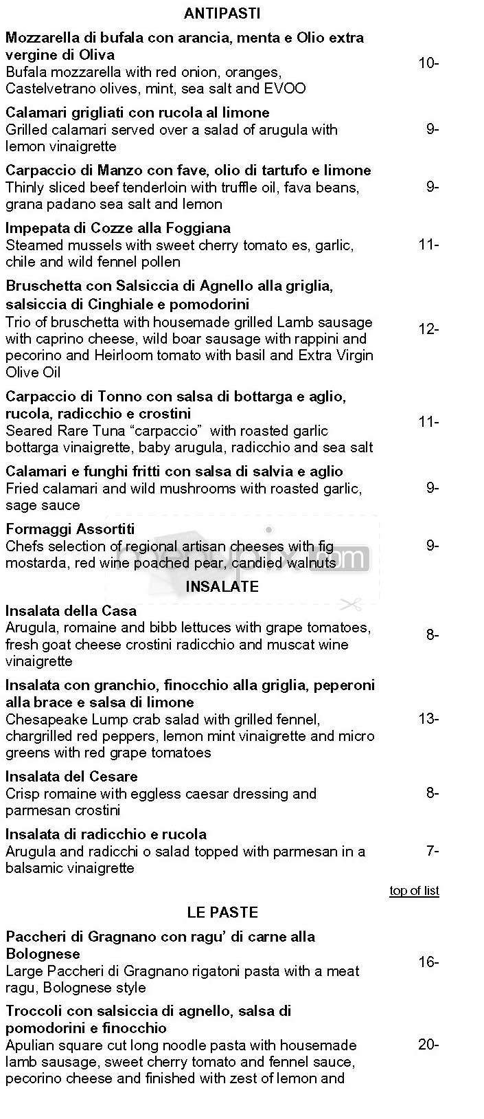 Centro Italian Grill - Bethesda, MD menu_pic