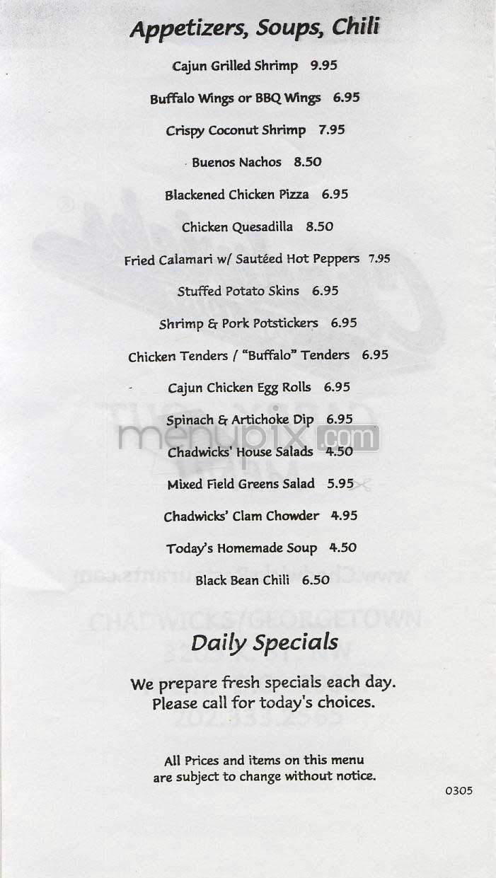 Chadwick's - Washington, DC menu_pic