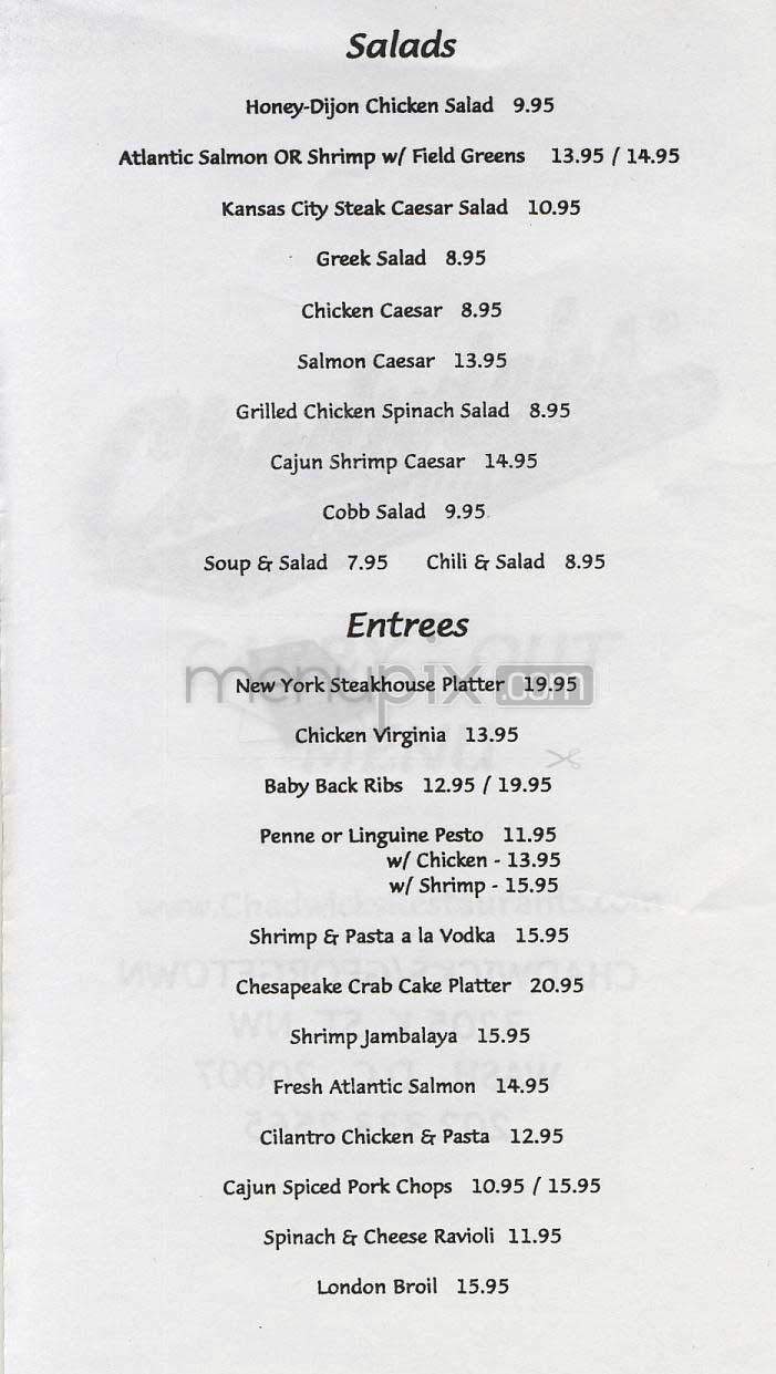 Chadwick's - Washington, DC menu_pic