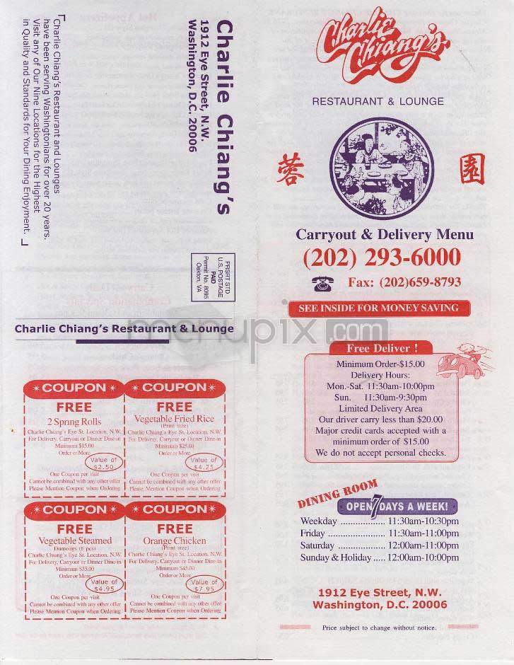 Charlie Chiang's - Washington, DC menu_pic