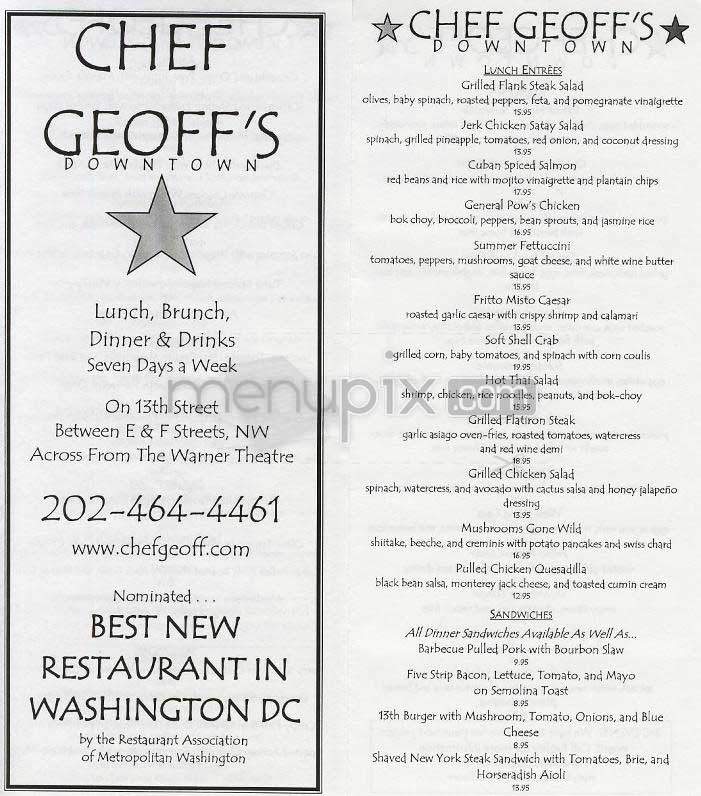 Chef Geoff's - Washington, DC menu_pic