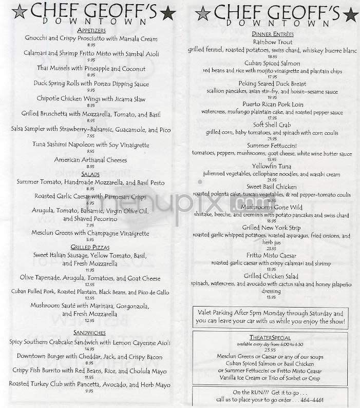 Chef Geoff's - Washington, DC menu_pic