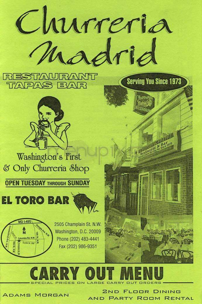 Churreria Madrid - Washington, DC menu_pic