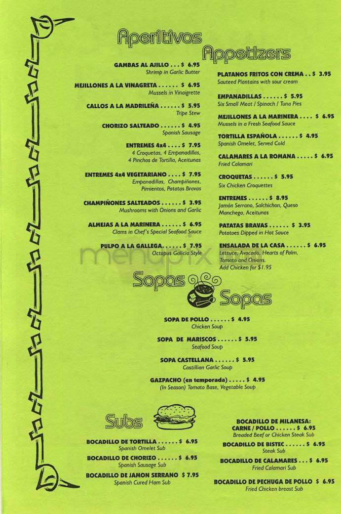 Churreria Madrid - Washington, DC menu_pic