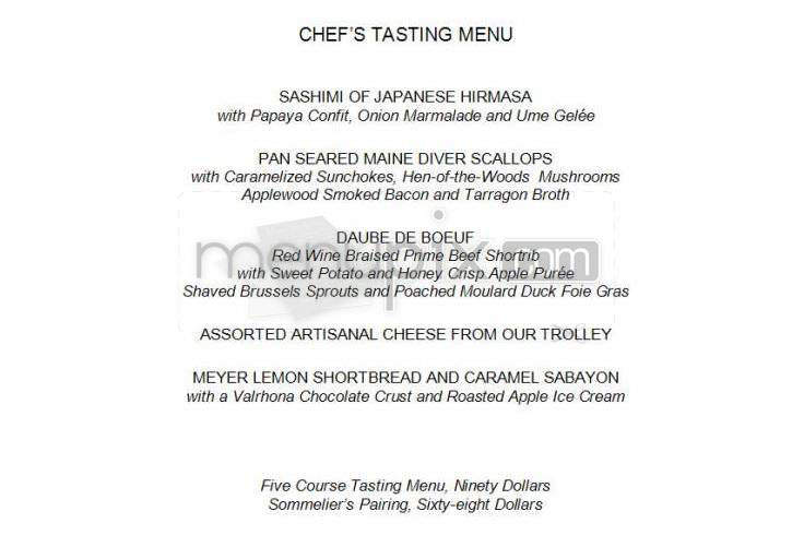 Cityzen Restaurant (Mandarin Oriental) - Washington, DC menu_pic