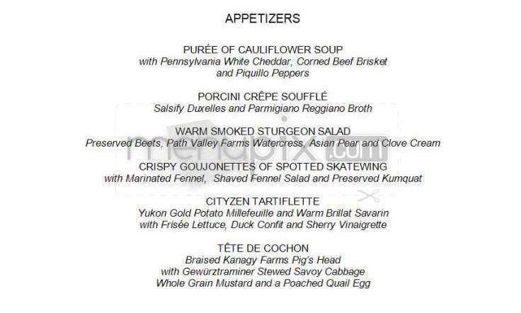Cityzen Restaurant (Mandarin Oriental) - Washington, DC menu_pic