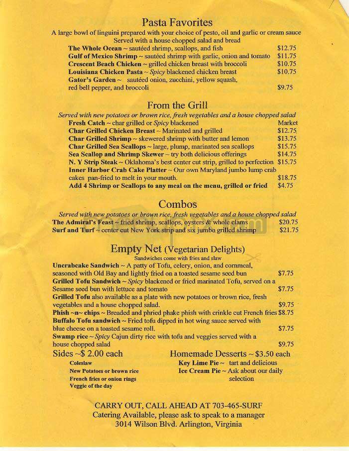 Clare and Don's Beach Shack - Arlington, VA menu_pic