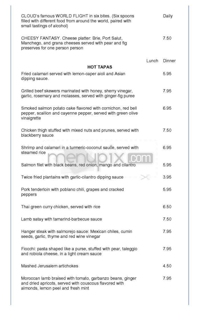 Cloud Dining - Washington, DC menu_pic