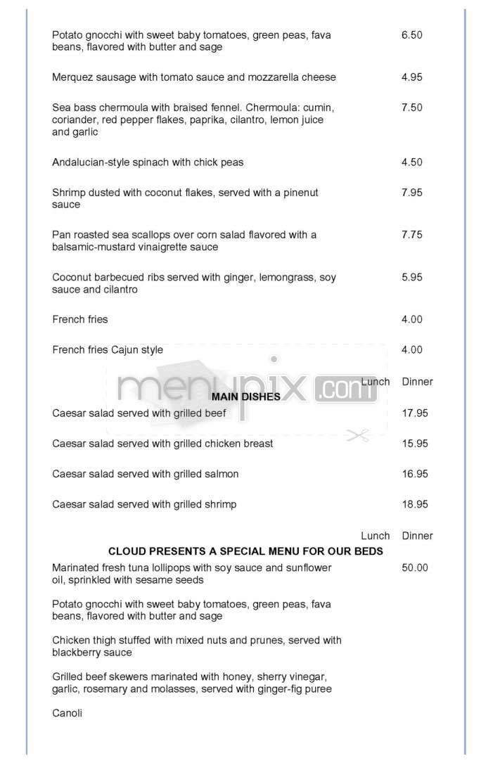 Cloud Dining - Washington, DC menu_pic