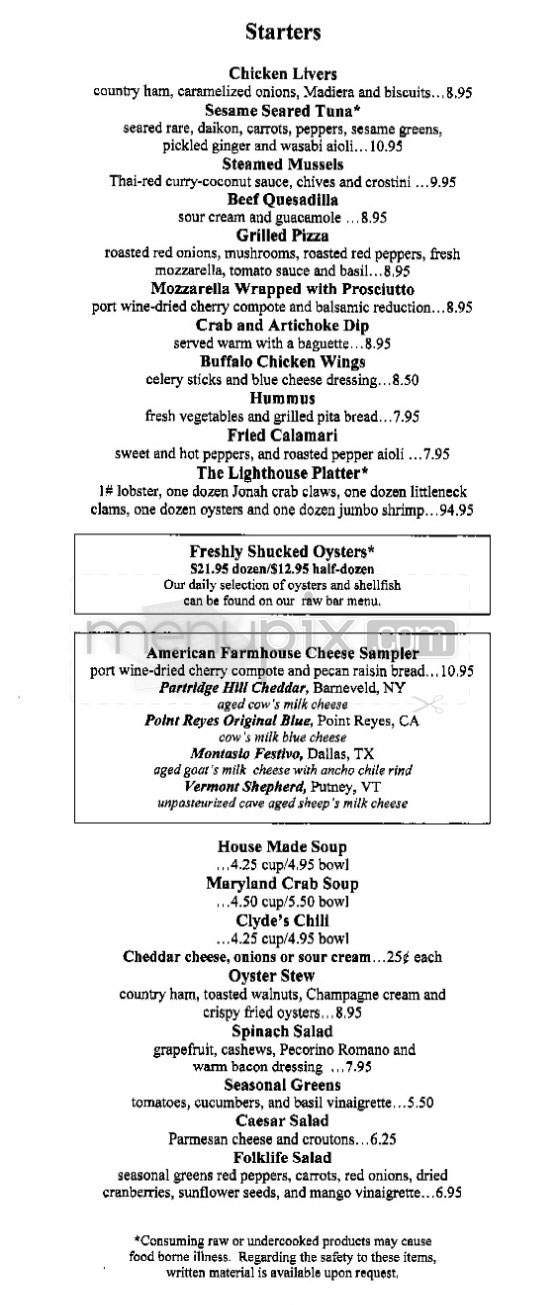 Clyde's of Gallery Place - Washington, DC menu_pic