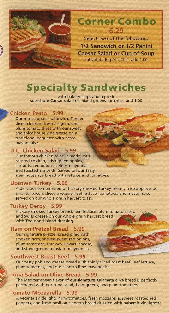 Corner Bakery Cafe - Arlington, VA menu_pic