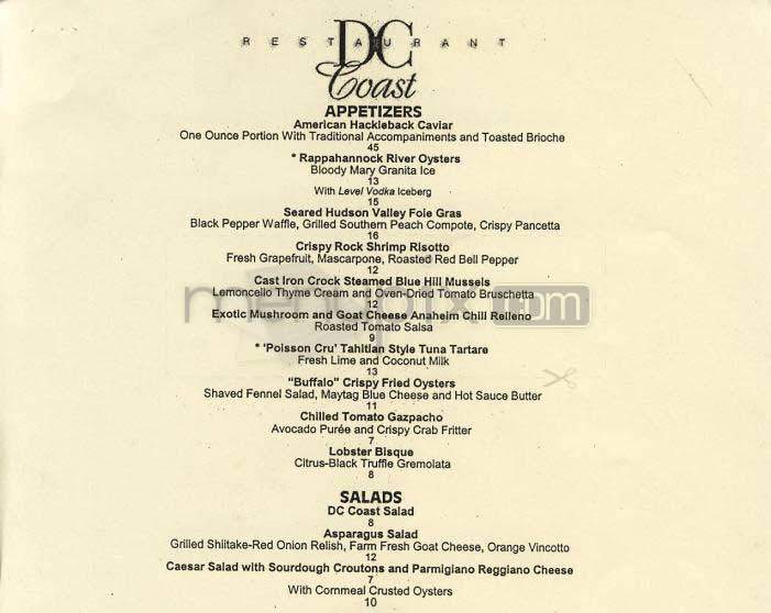 DC Coast - Washington, DC menu_pic