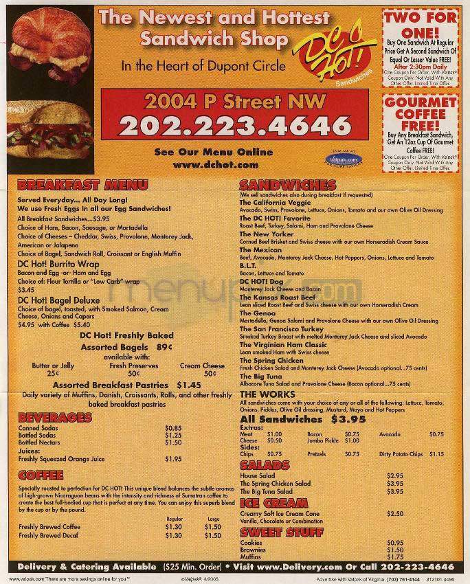 DC Hot Sandwiches - Washington, DC menu_pic
