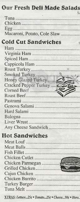 GW Deli - Washington, DC menu_pic