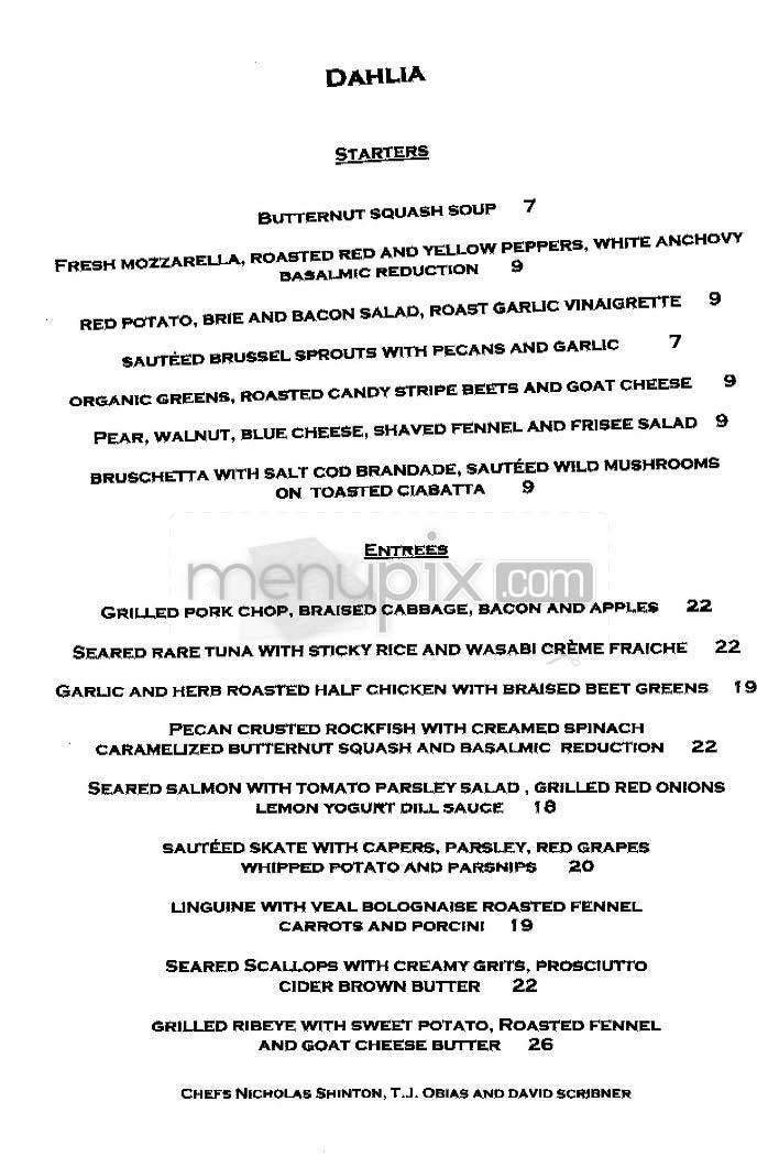 Dahlia - Washington, DC menu_pic