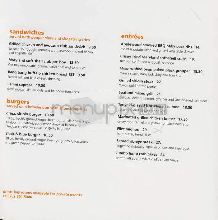 Drinx - Washington, DC menu_pic