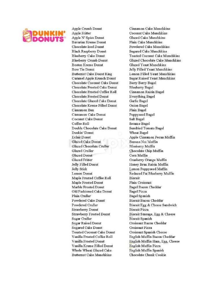 Dunkin' - Arlington, VA menu_pic