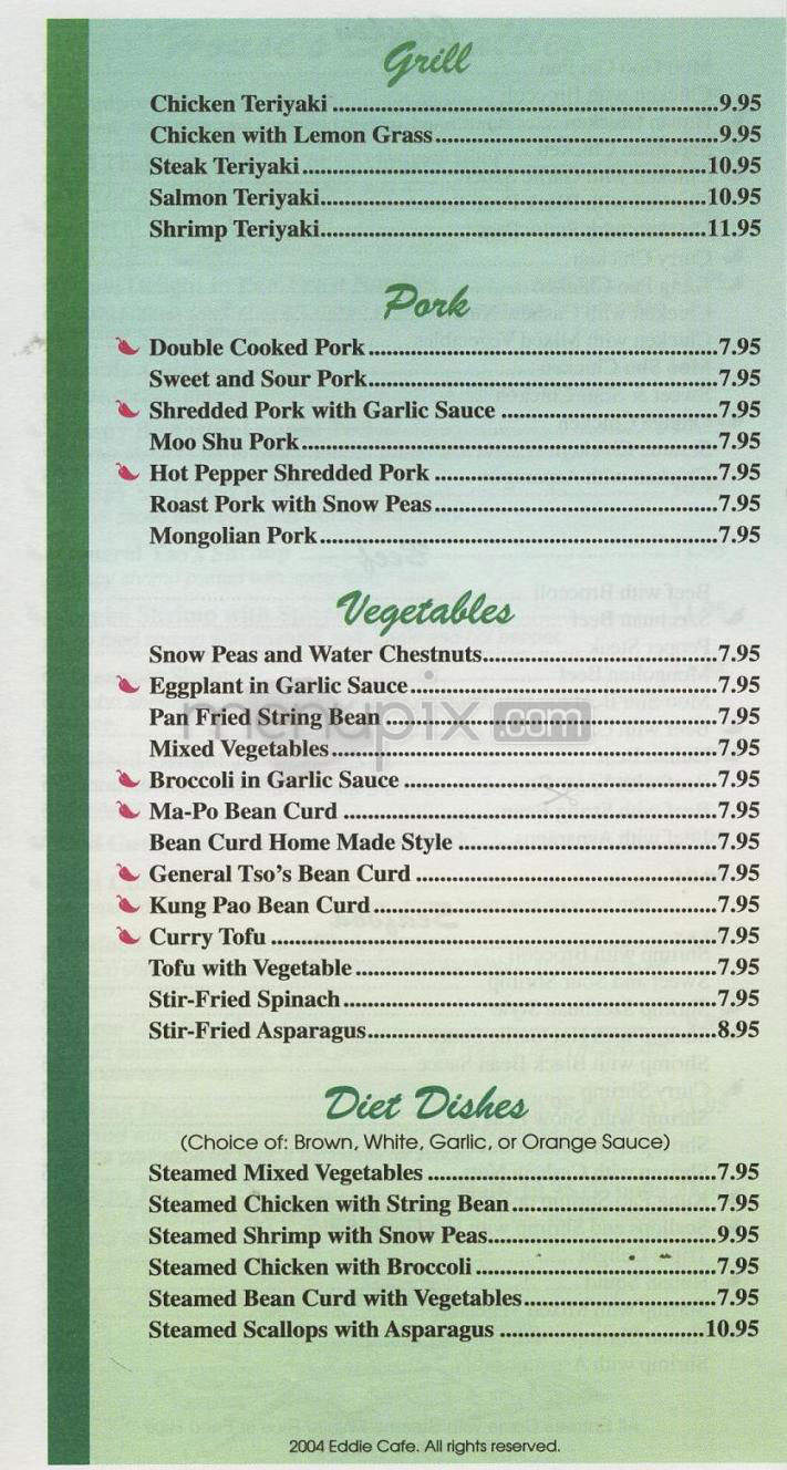 Eddie's Cafe Chinese Cuisine - Washington, DC menu_pic