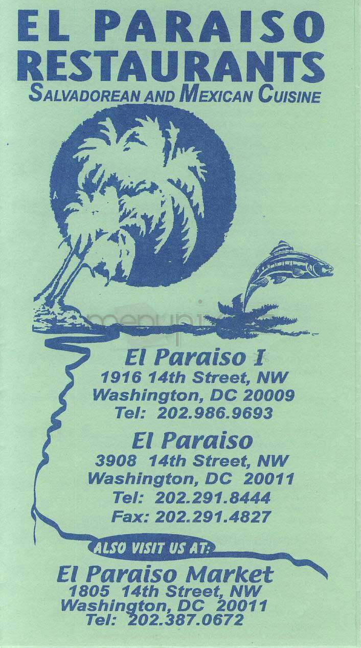 El Paraiso - Washington, DC menu_pic