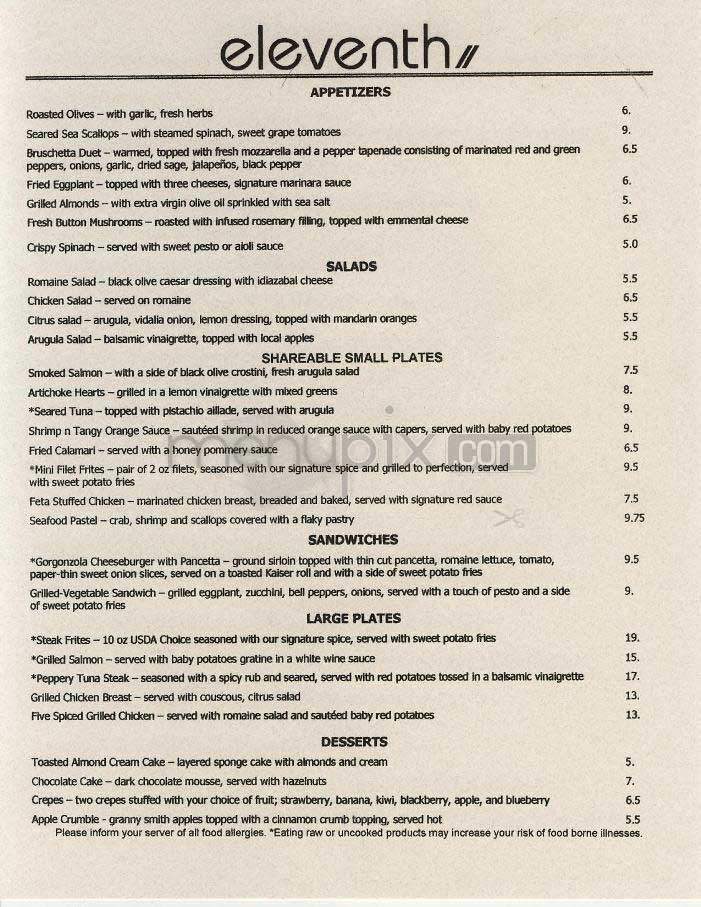 Eleventh - Arlington, VA menu_pic