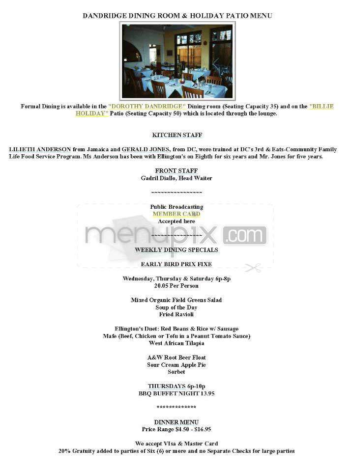 Ellington's - Washington, DC menu_pic