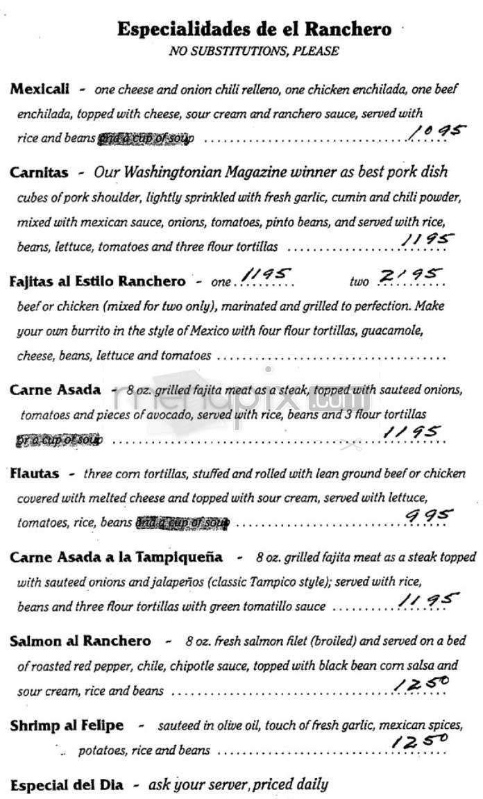 El-Ranchero - Arlington, VA menu_pic
